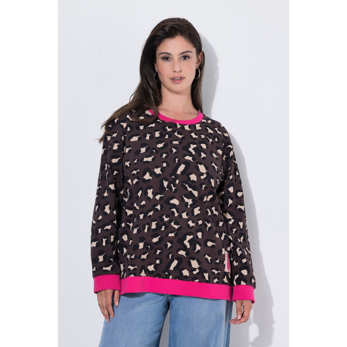 Sweat-shirt motif léopard, coupe oversize acajou, ULLA POPKEN