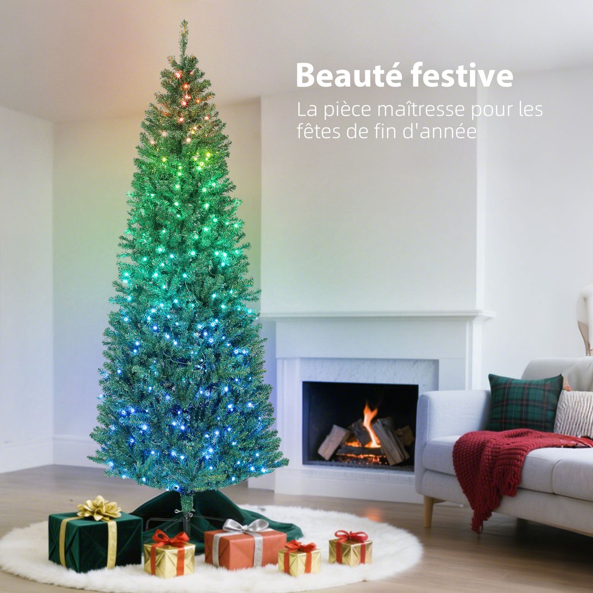 Sapin de Noël Plastique Vert vert, HOMCOM