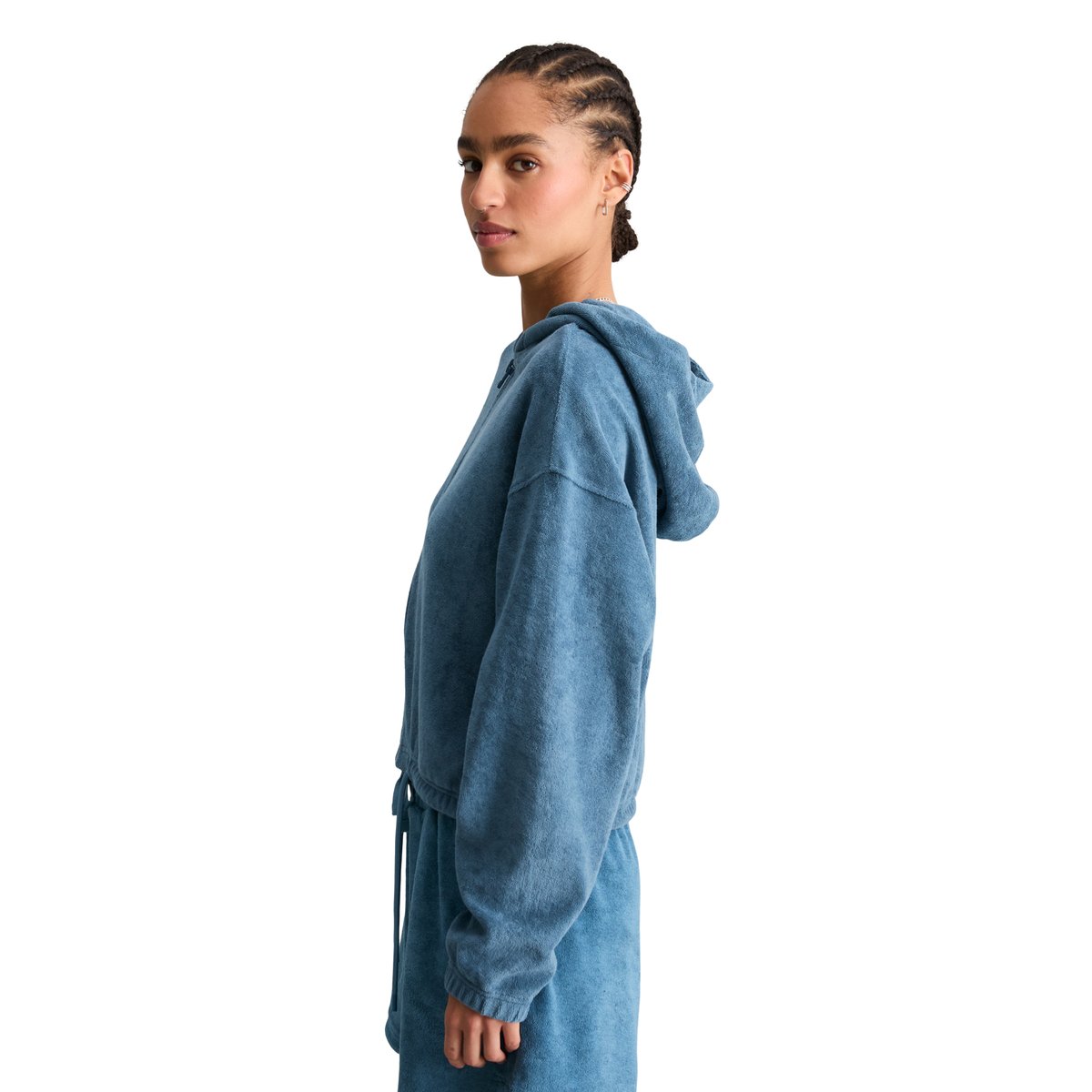 Veste en éponge relaxed en coton organique bleu moyen, MARC O’POLO DENIM
