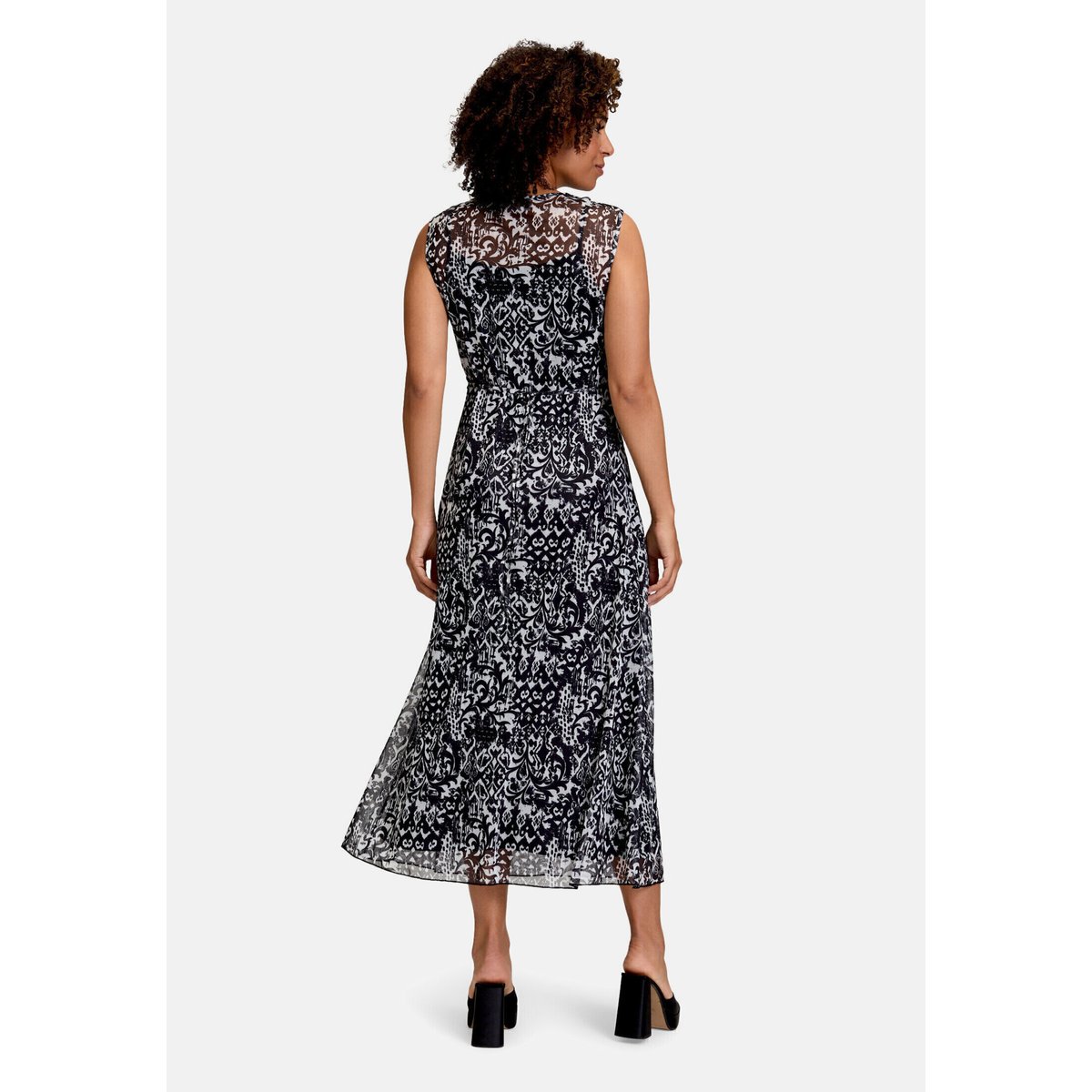 Robe longueur midi sans manches blanc/noir, CARTOON