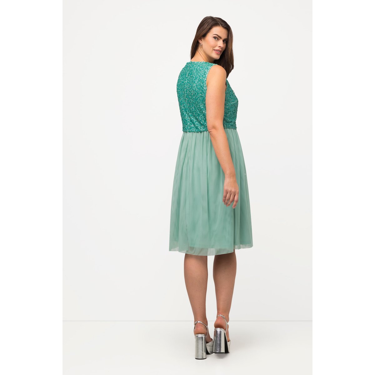 Robe midi à paillettes, sans manches gris turquoise, ULLA POPKEN