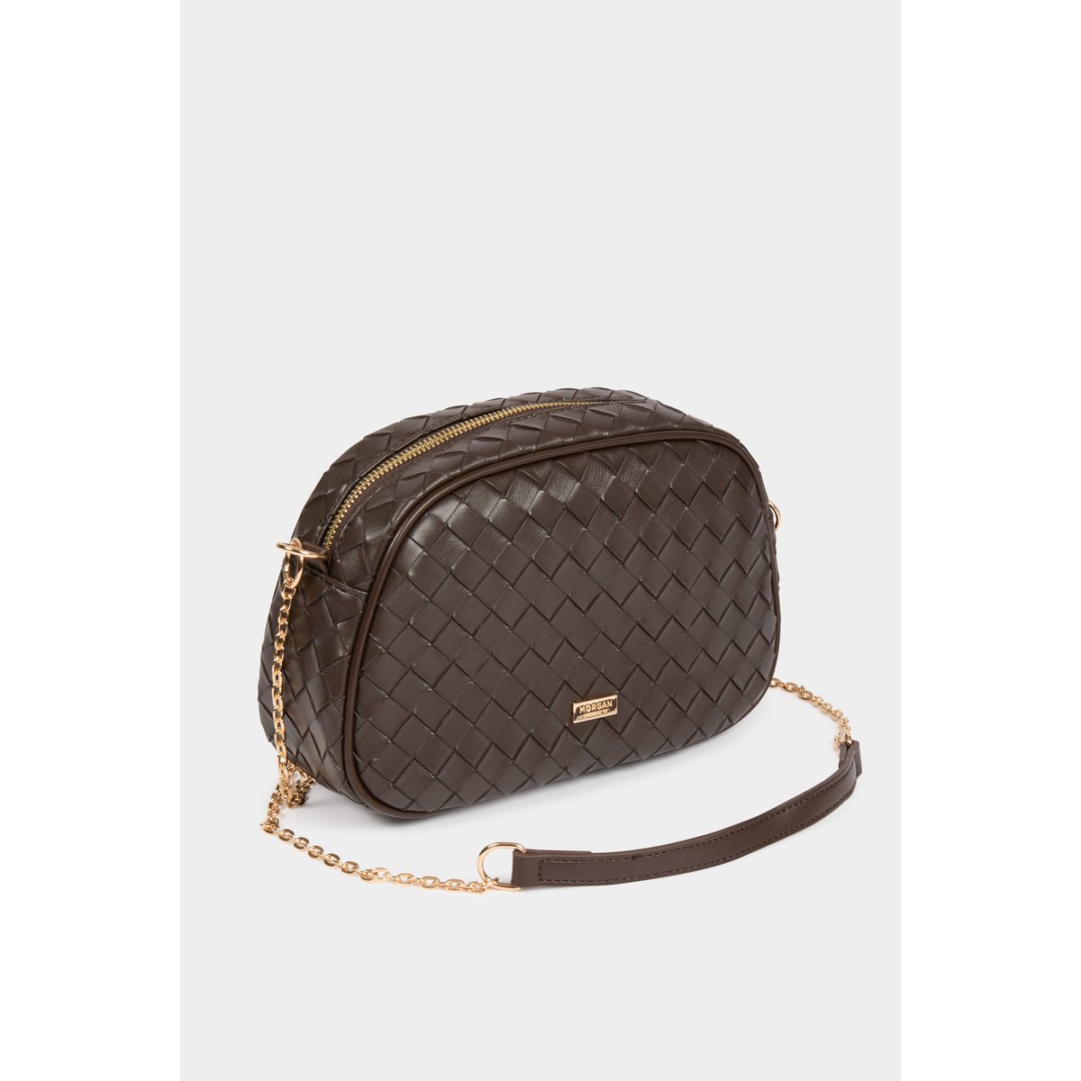 Sac tressé marron foncé, MORGAN
