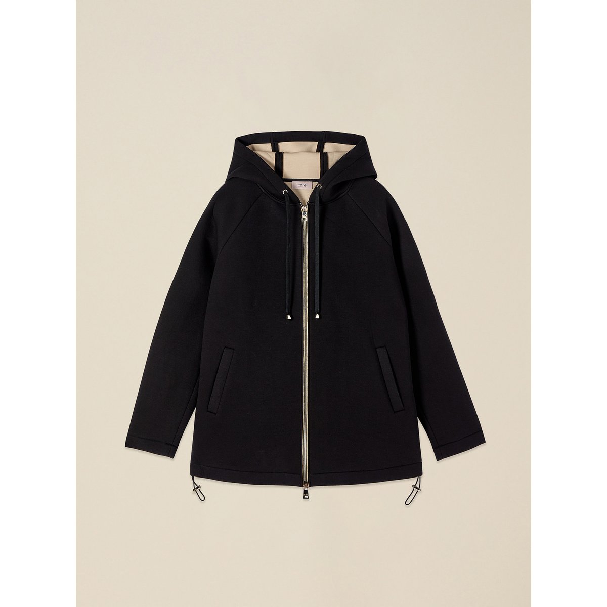 Veste à capuche et zip noir, OLTRE