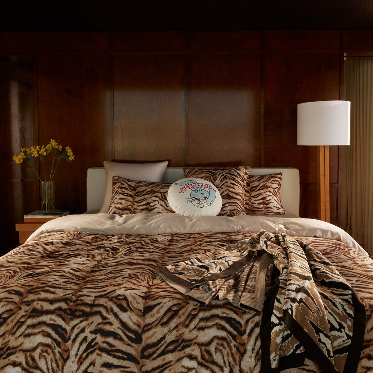 Housse de couette en satin, K FAUVE multicolore, KENZO HOME