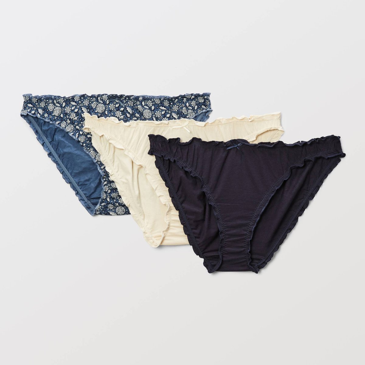 Lot de 3 culottes froufrou JULIE en coton BIO GOTS riviere, MONOPRIX