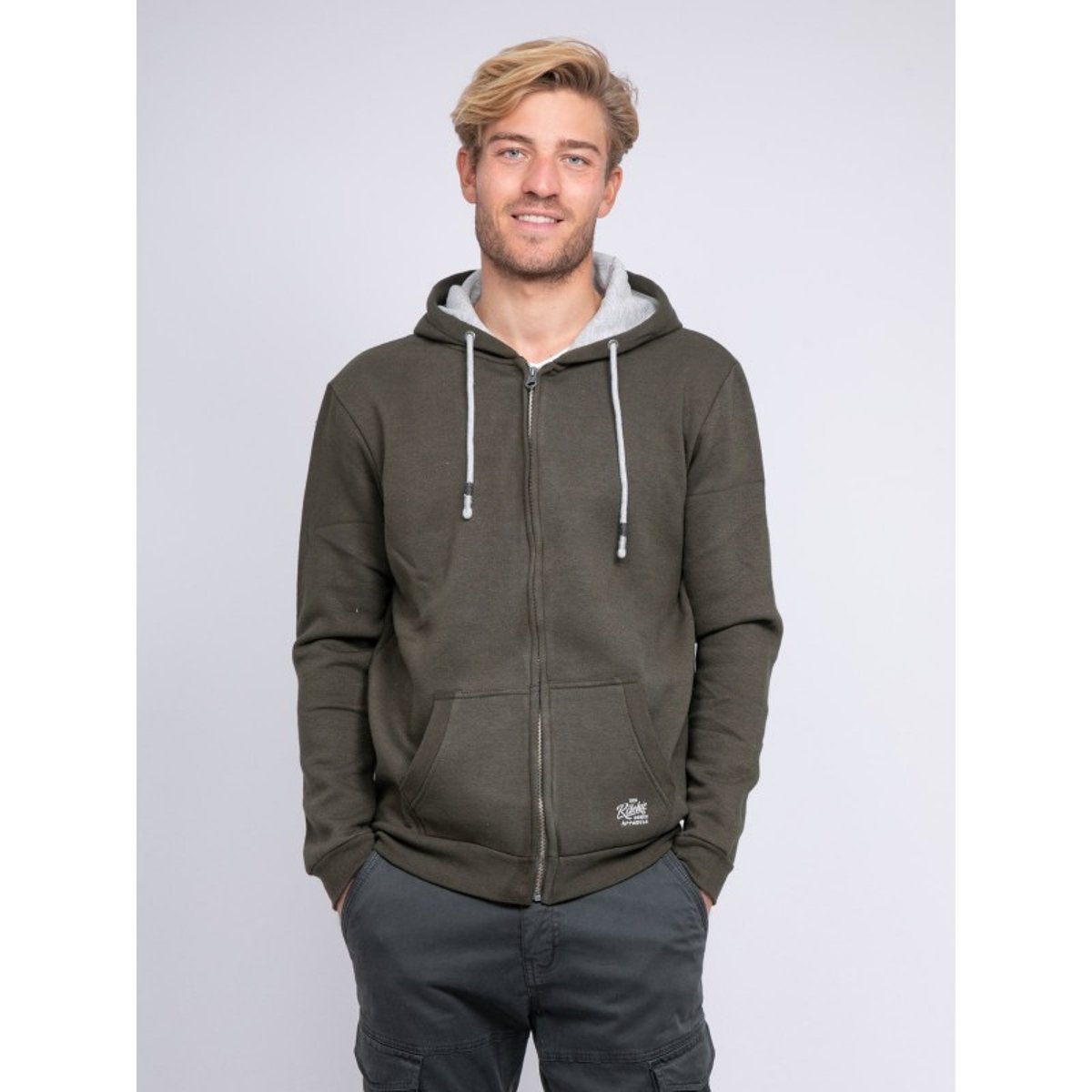 Sweat Zippé Capuche Wamin gris clair, RITCHIE