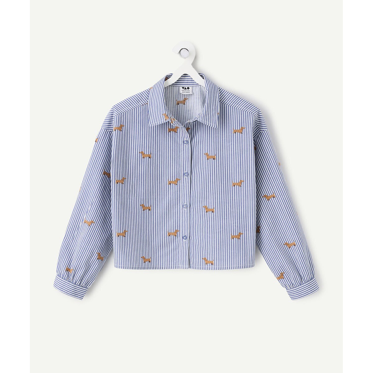 Chemise manches longues, rayée, avec motif animalier rayé bleu/blanc, TAPE A L'OEIL