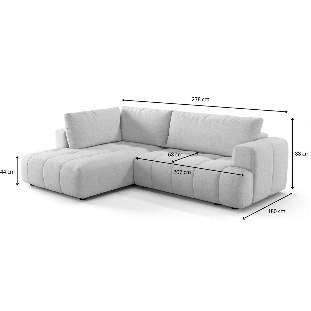 Canapé d'angle gauche convertible 4 places en tissu chenille - ouverture rapide - BRERA beige, HOMIFAB
