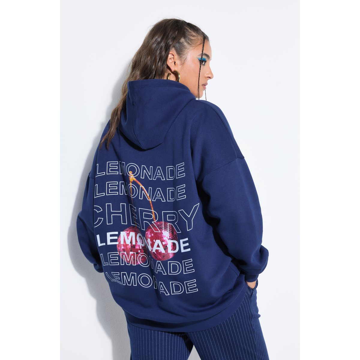 Sweat-shirt à capuche oversize marine, STUDIO UNTOLD