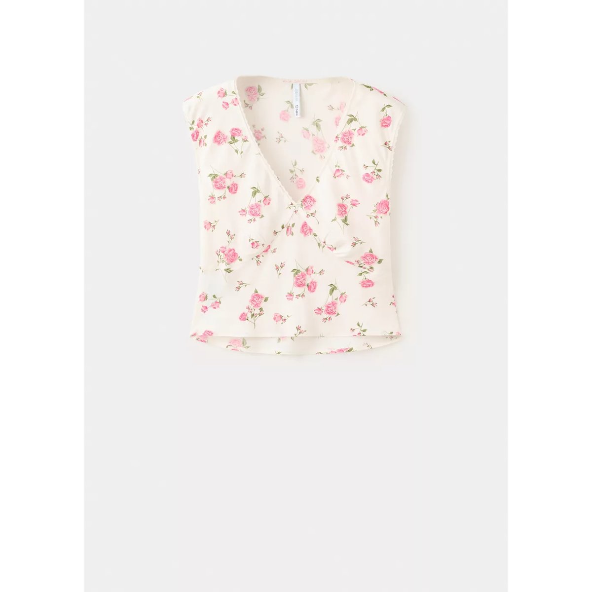 Blouse florale en dentelle noir, MANGO