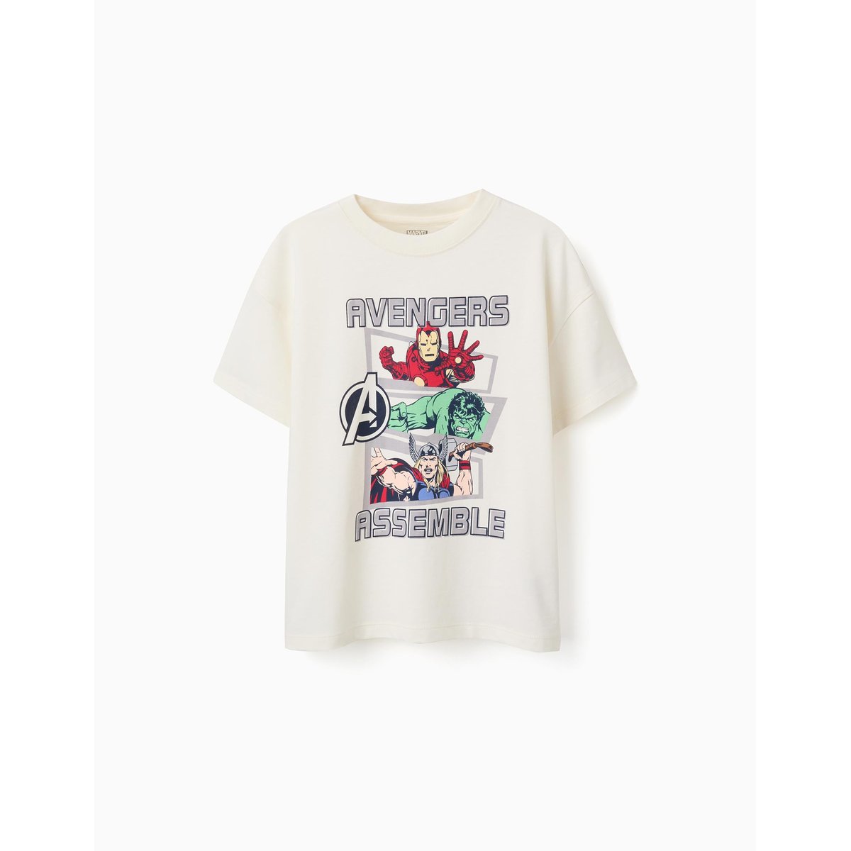 T-shirt en coton avec imprimé Avengers blanc, ZIPPY