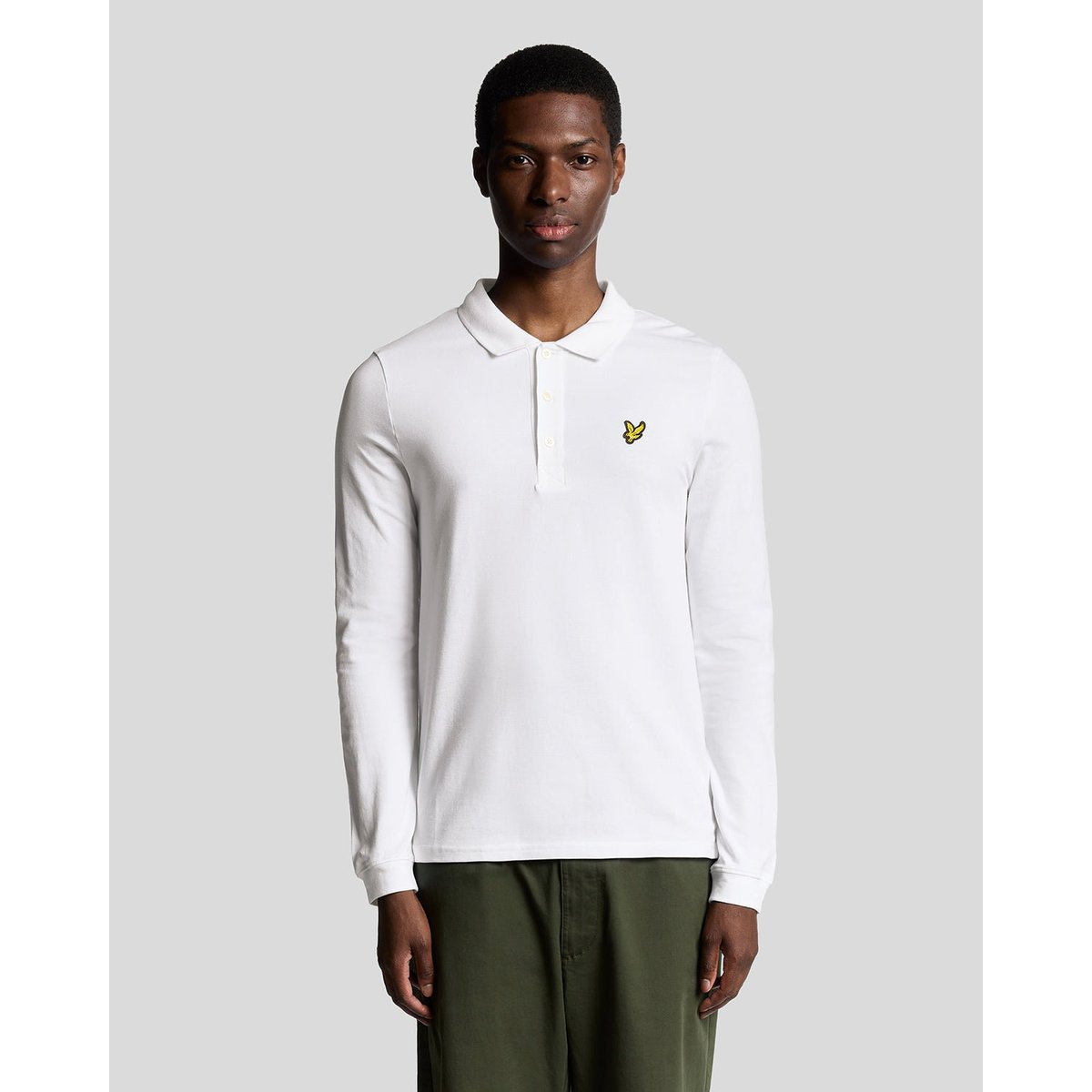 Polo manches longues en coton blanc, LYLE & SCOTT