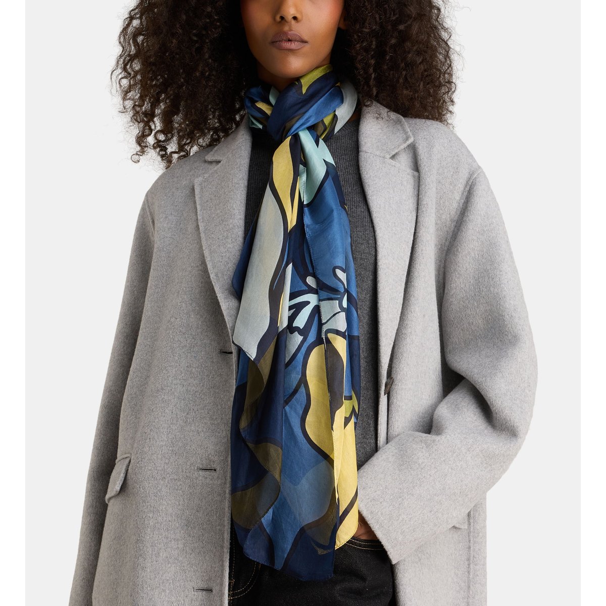 Foulard laurane fleurs bleu, GALERIES LAFAYETTE