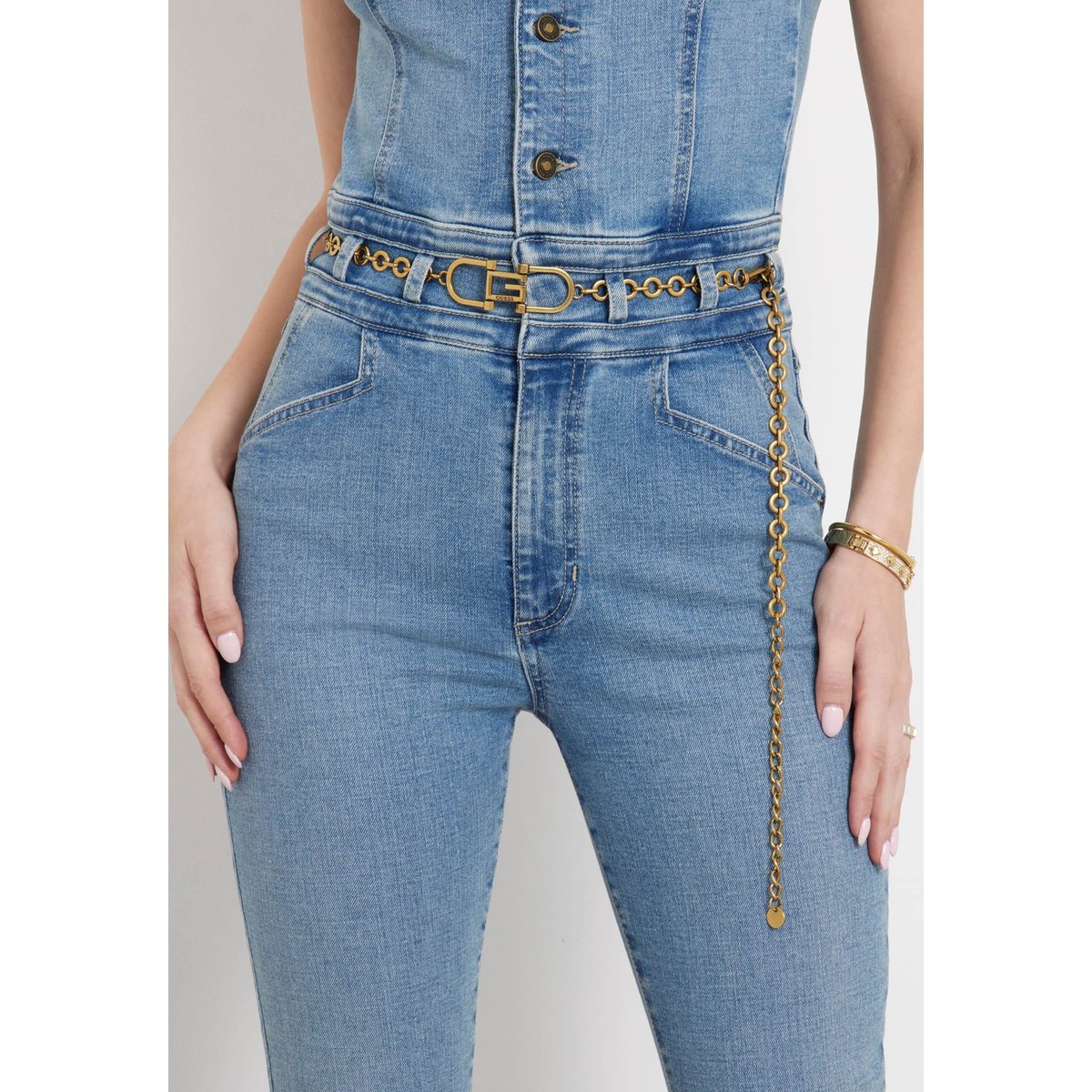 Combinaison Jean Coupe Skinny bleu, GUESS