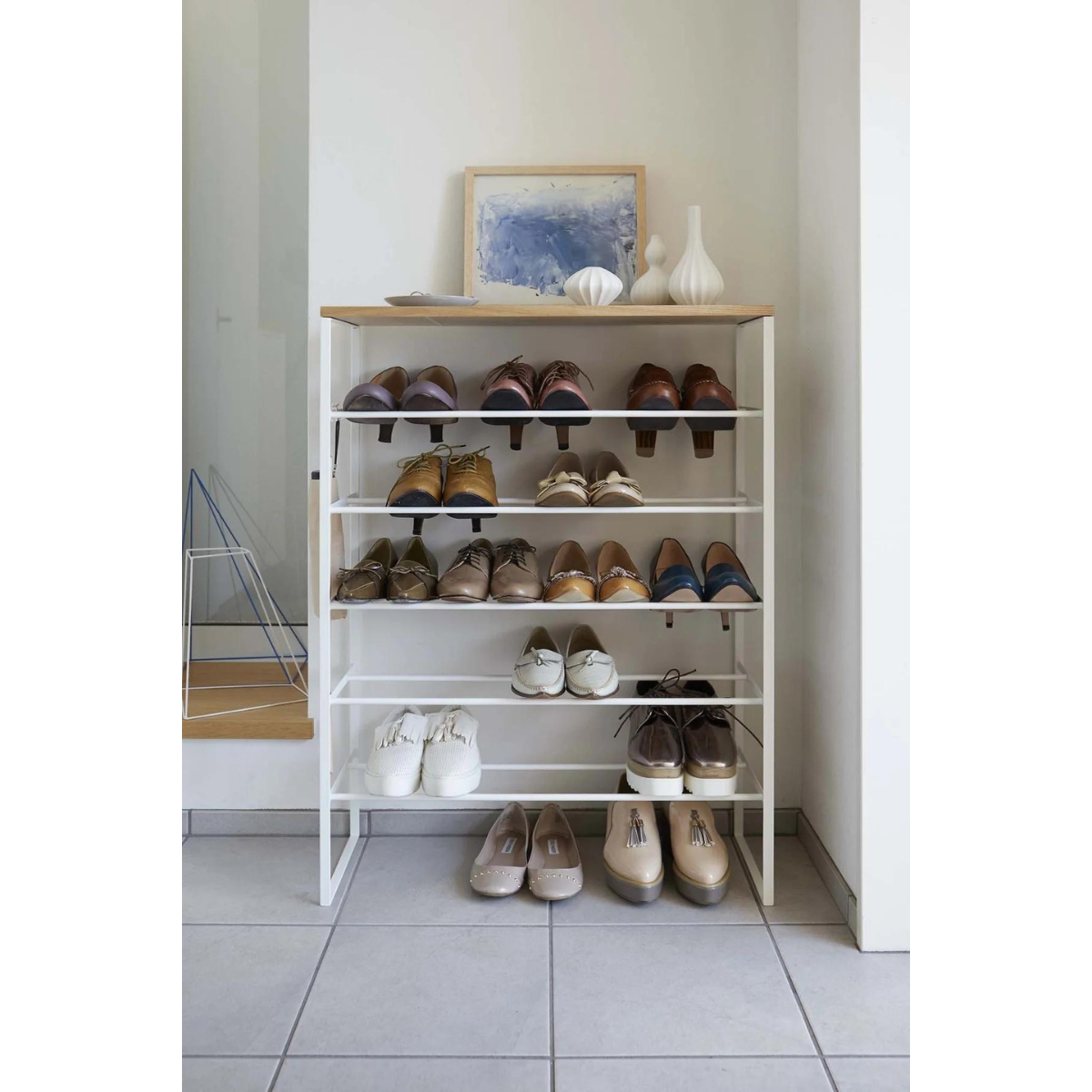 Meuble à chaussures ouvert 6 niveaux TOWER blanc, YAMAZAKI