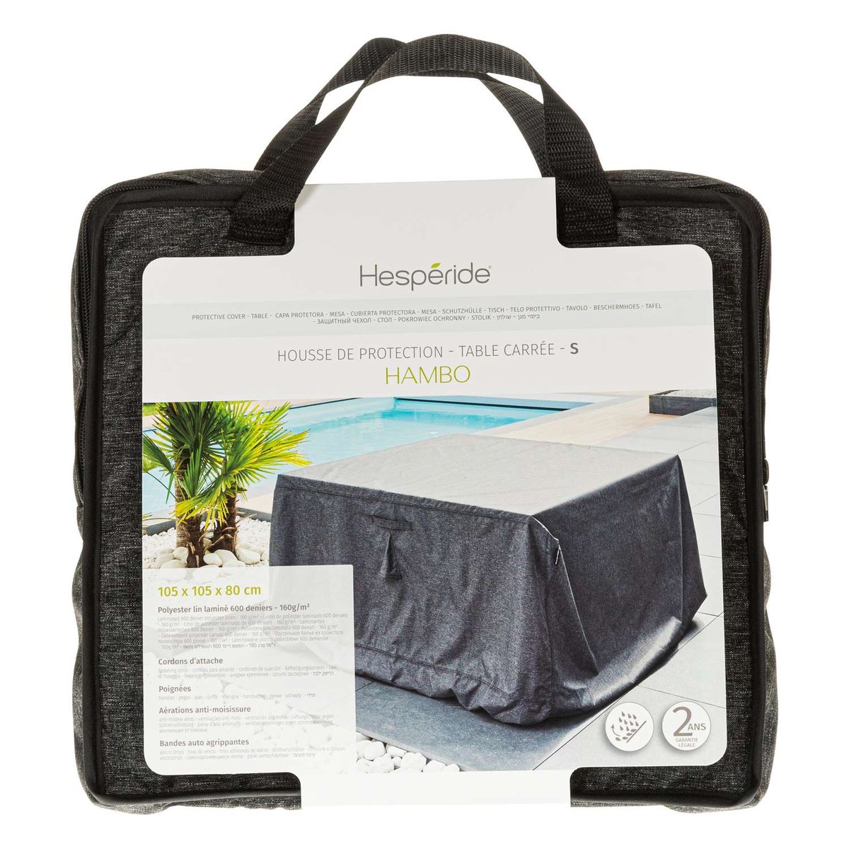 Housse de protection pour table carrée HAMBO gris, HESPERIDE
