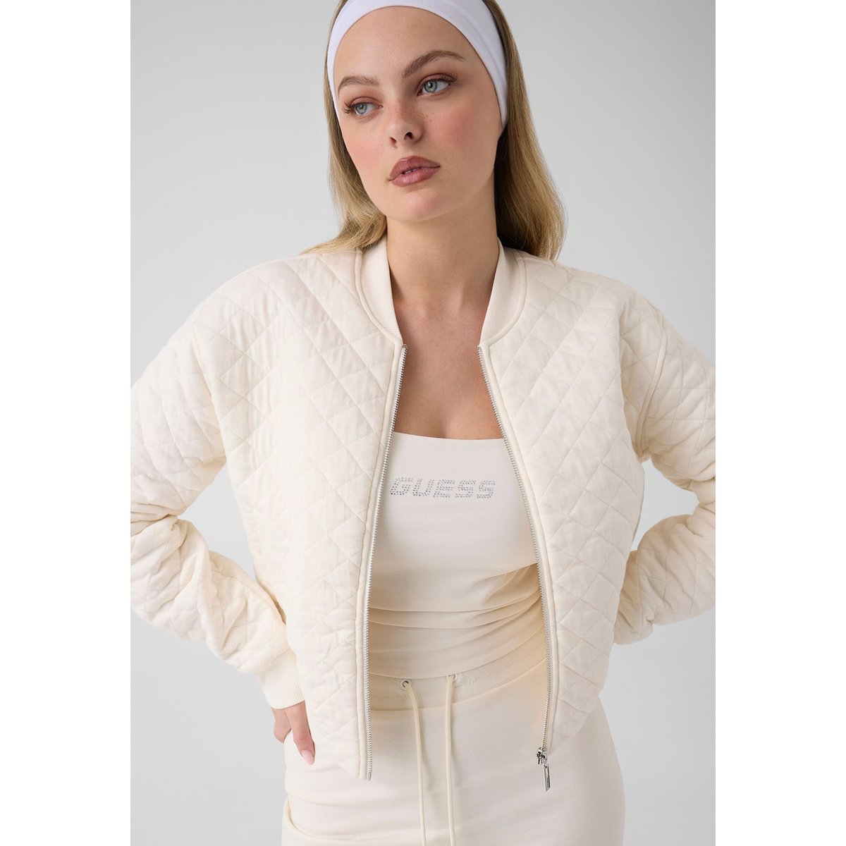 Veste Bomber Matelassée crème, GUESS
