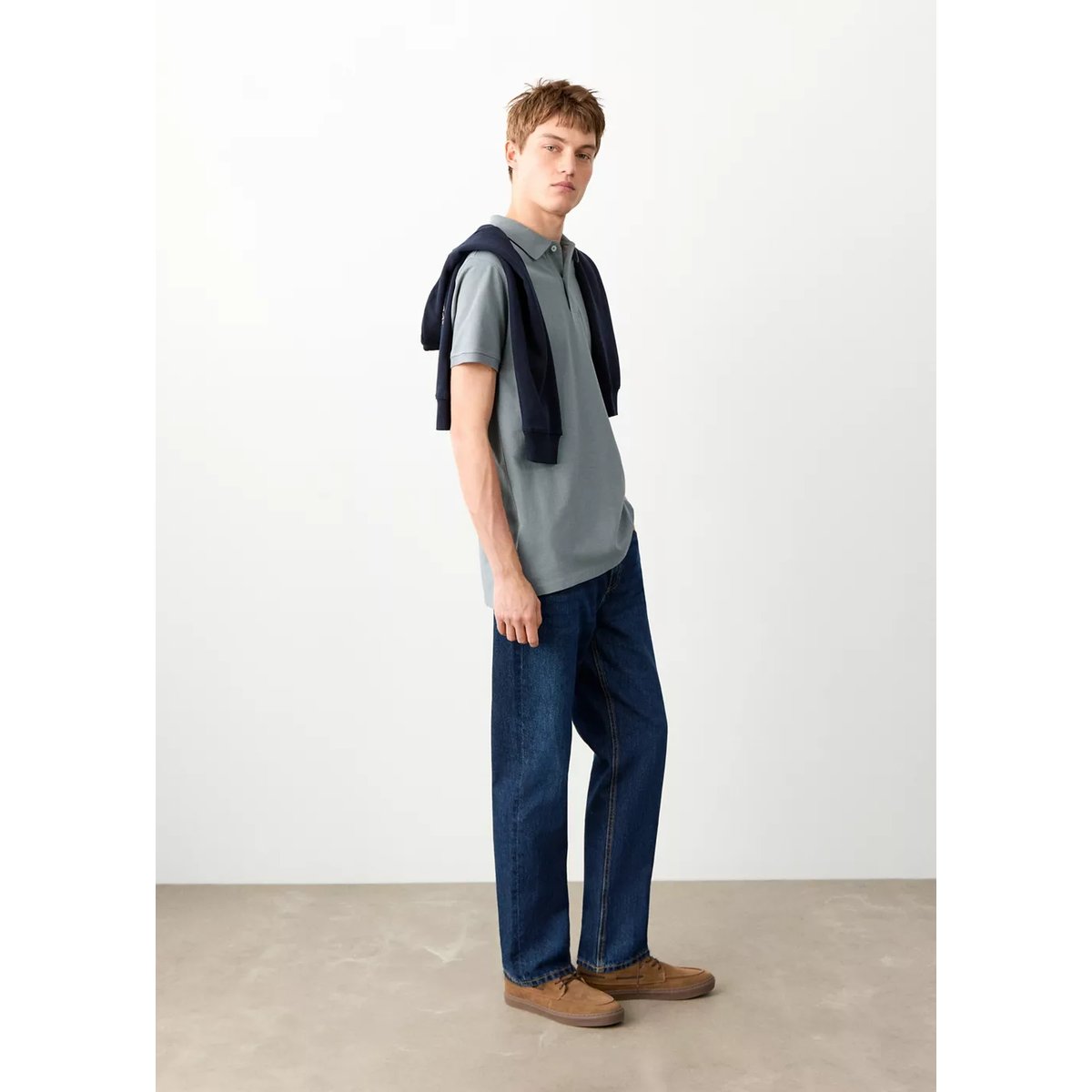 Polo coton manches courtes bleu, MANGO TEEN