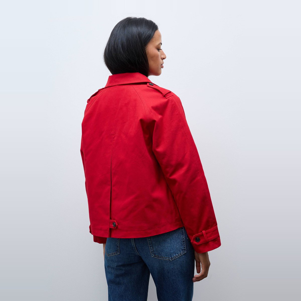 Trench court en coton avec doublure amovible goyave, MONOPRIX