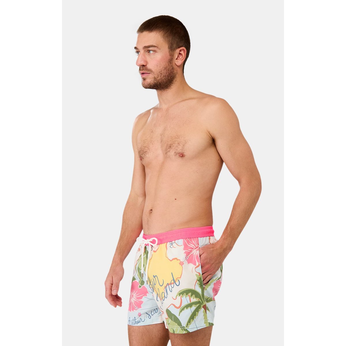 Short de bain en polyester recyclé Arthur Island multicolore, ARTHUR