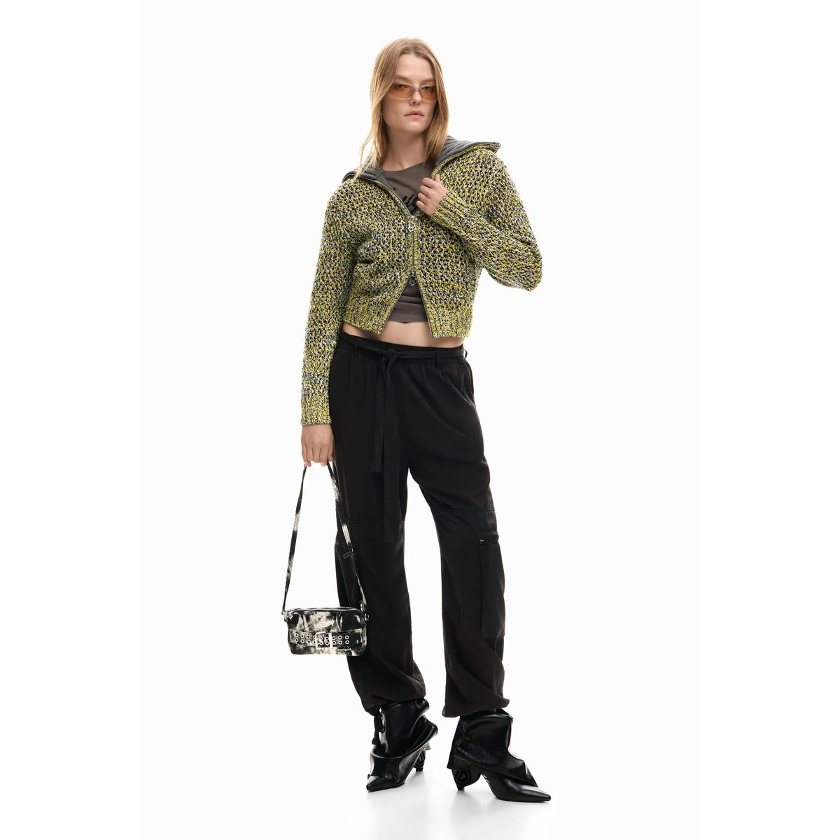 Veste en maille zippée gris, DESIGUAL