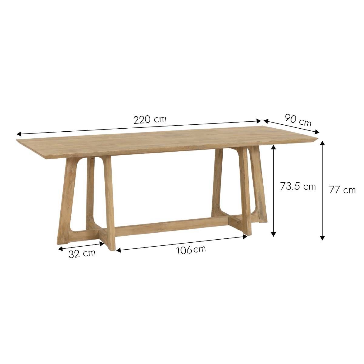 Table à manger en bois de manguier ANASTASIA bois clair, MADE IN MEUBLES