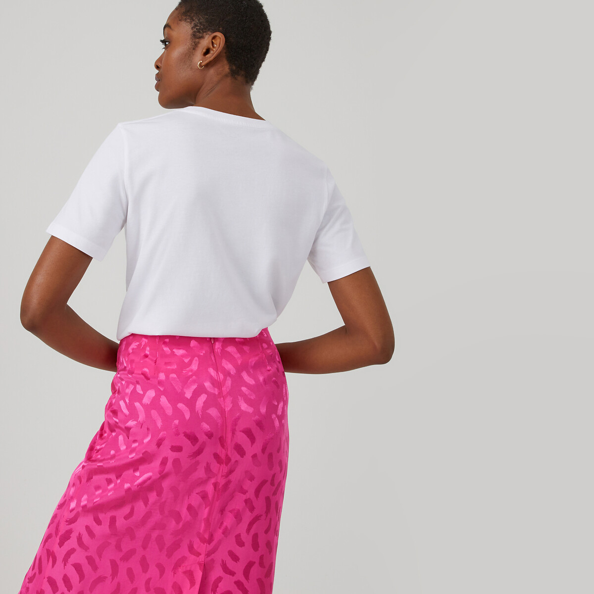 T-shirt col rond, manches courtes blanc, LA REDOUTE COLLECTIONS