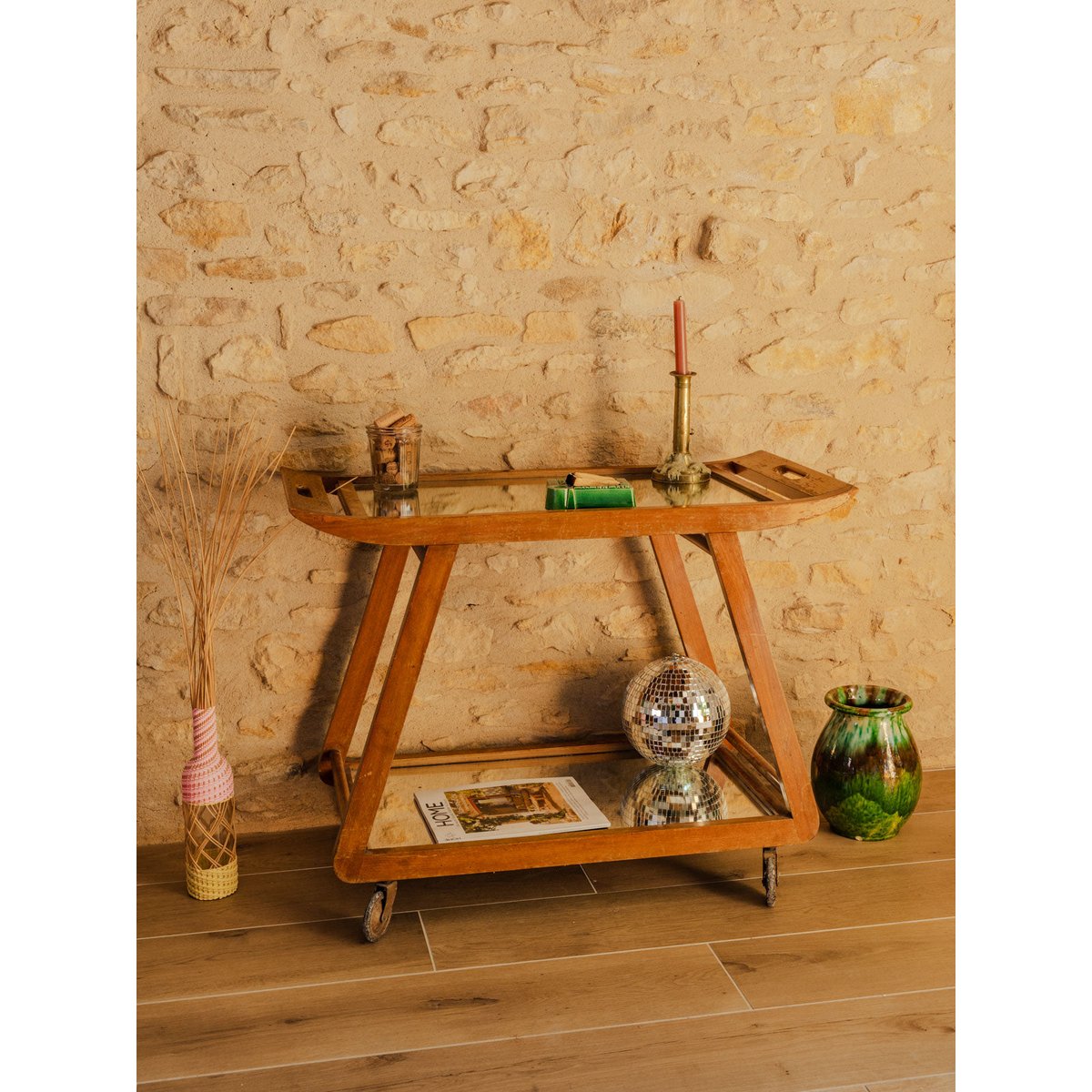 Desserte en bois Henriette N°215 - Bon état bois foncé, DEBONGOUT
