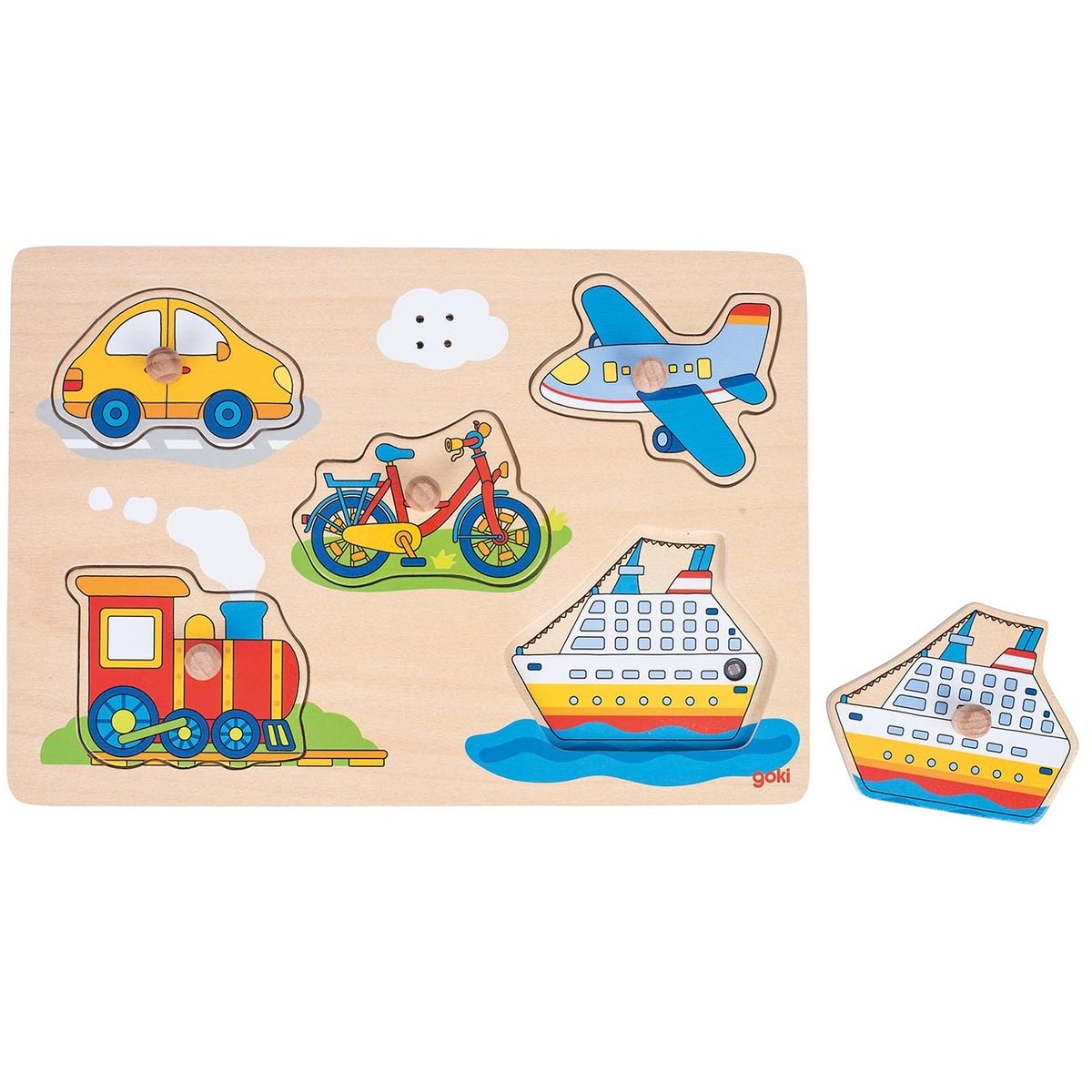 Puzzle sonore véhicules beige, GOKI