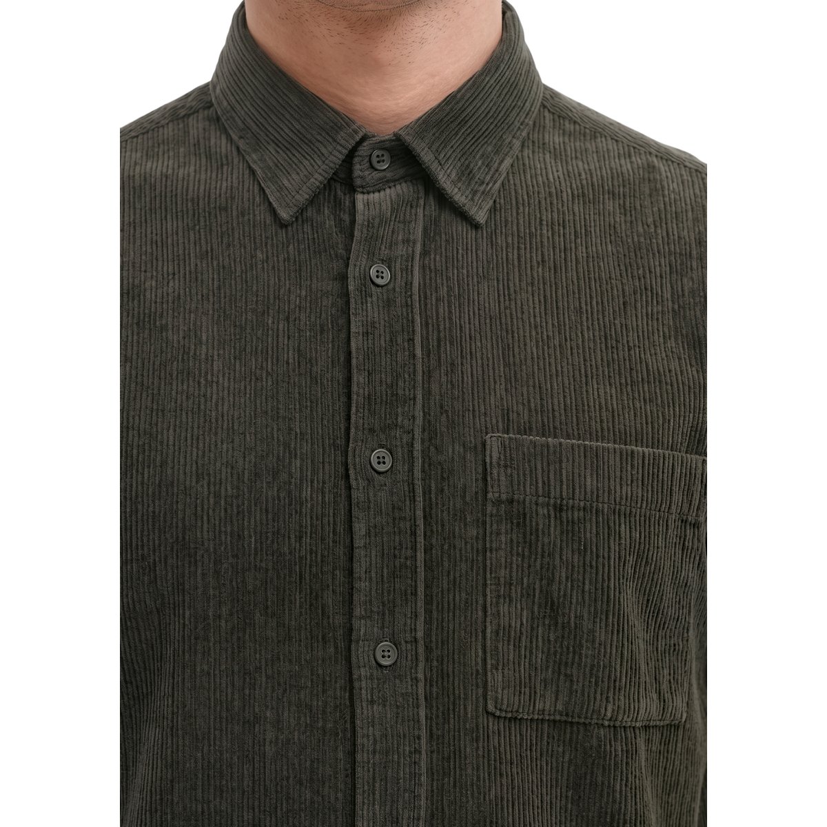 Chemise en velours côtelé, coupe classique en coton bio tout doux noir, MARC O'POLO