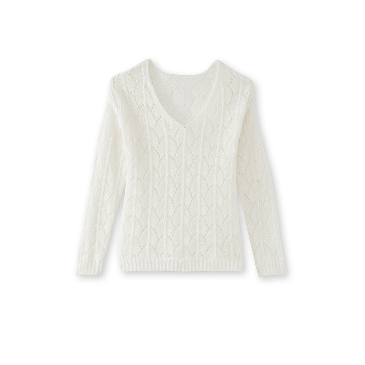 Pull fantaisie avec mohair et laine ecru, DAXON