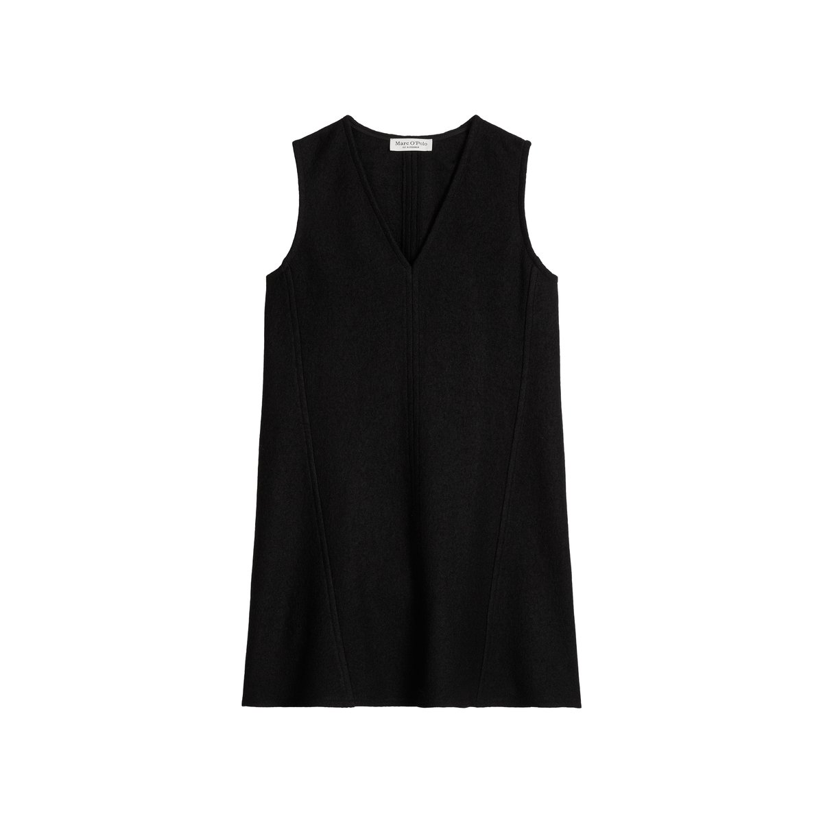 Mini-robe sans manches au style décontracté en laine bouillie noir, MARC O'POLO
