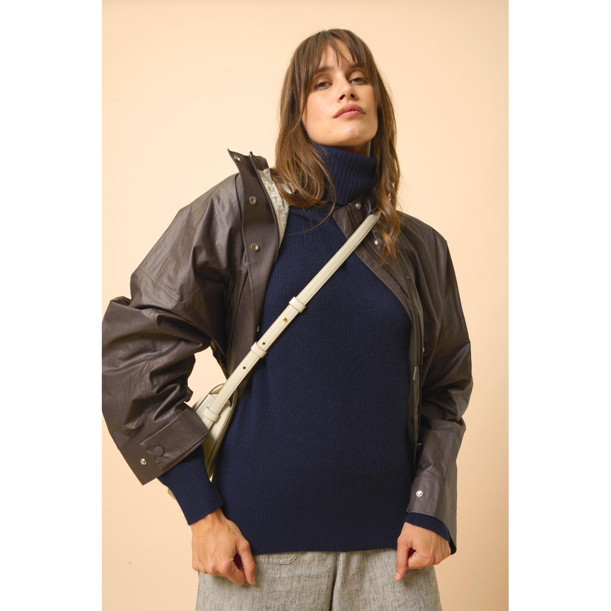 Pull Col Roulé Navy Billy bleu foncé, JUST CASHMERE