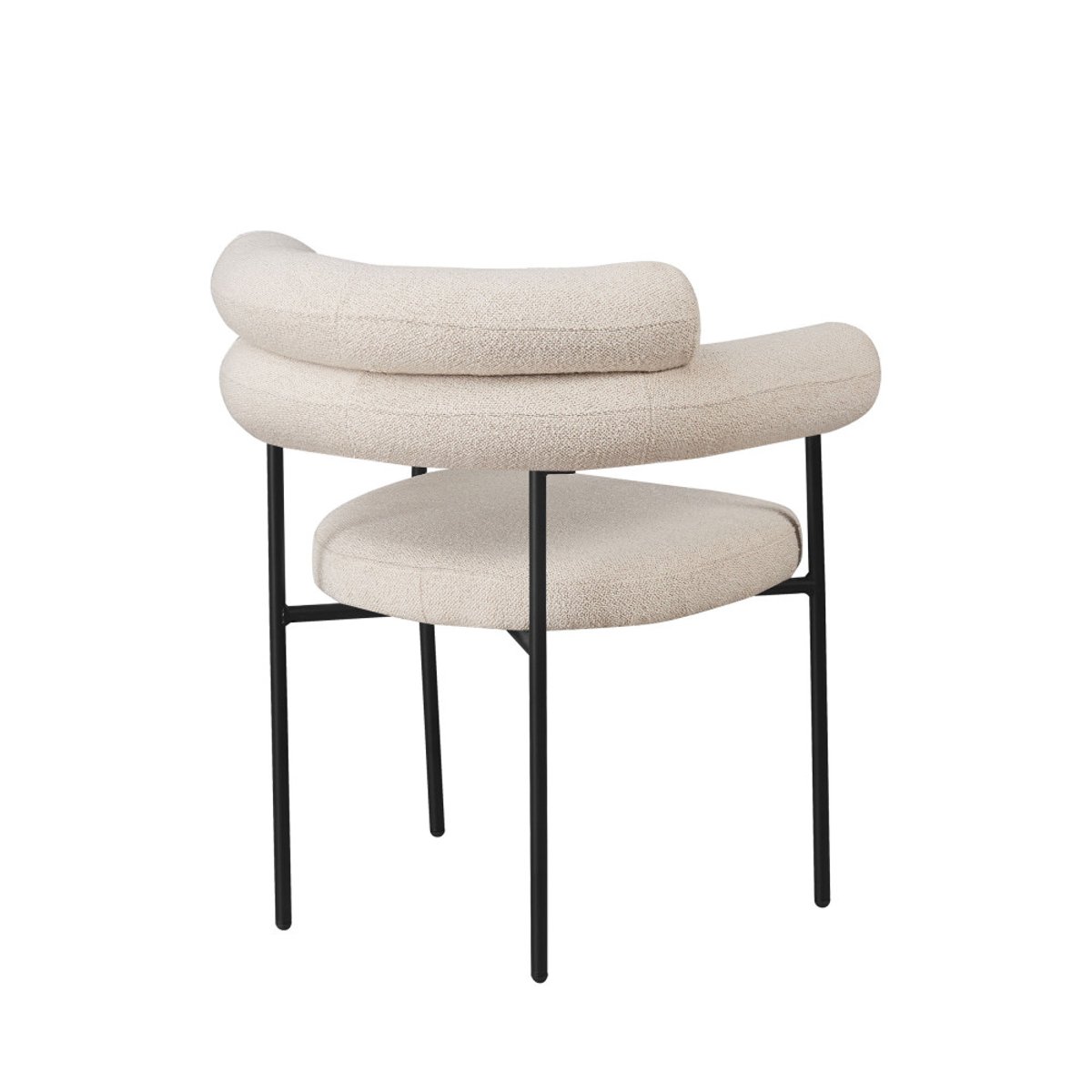 Lot de 2 fauteuils de table en tissu bouclette et métal- NORI écru, DRAWER