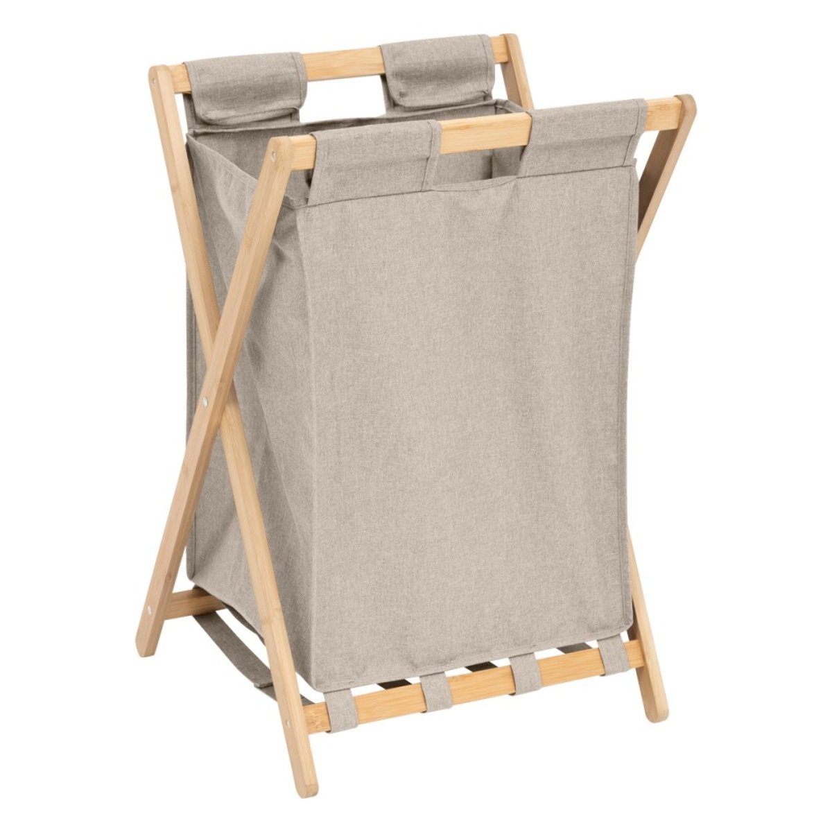 Panier à linge pliant 50L en bambou beige, ATMOSPHERA