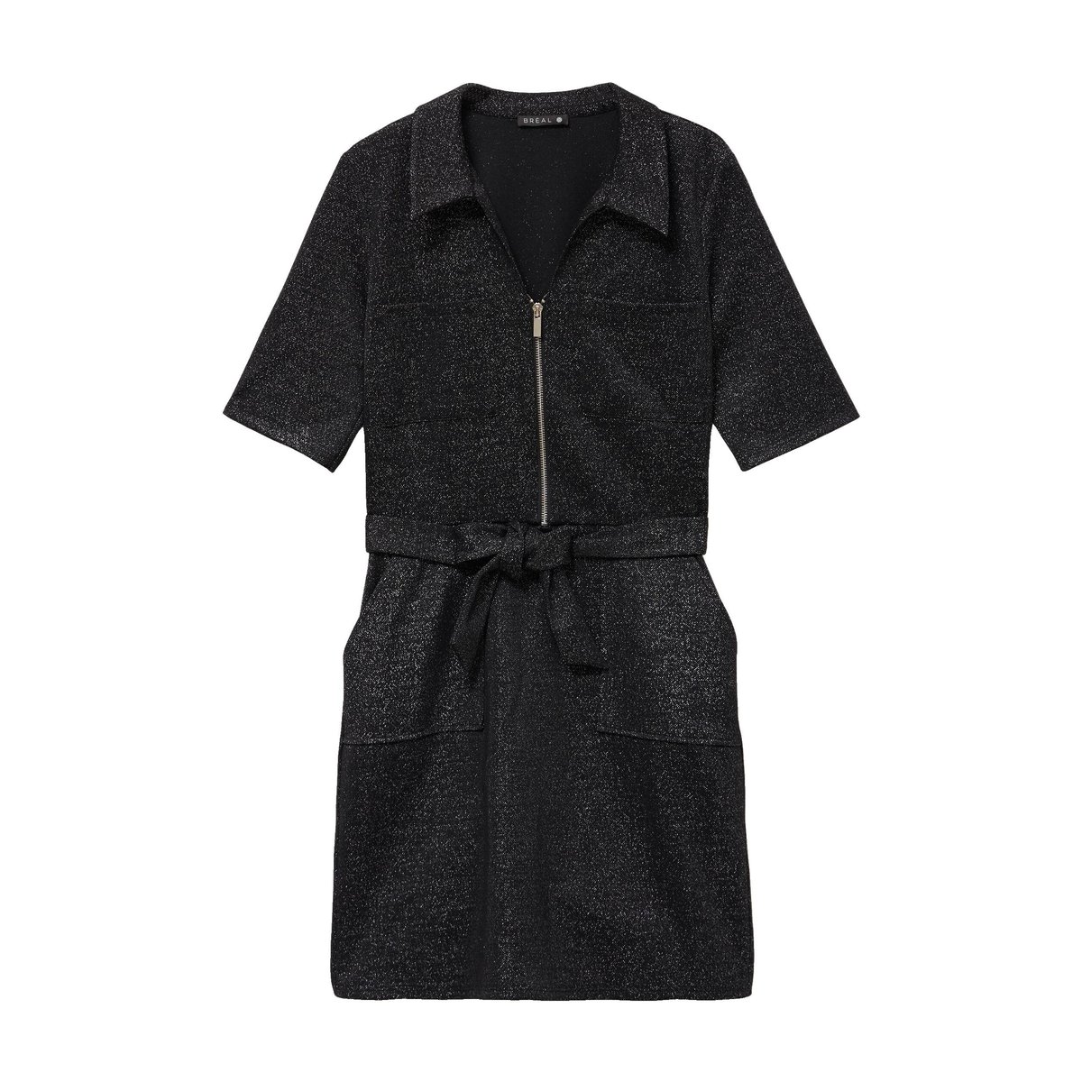 Robe à paillettes avec ceinture intégrée noir, BREAL