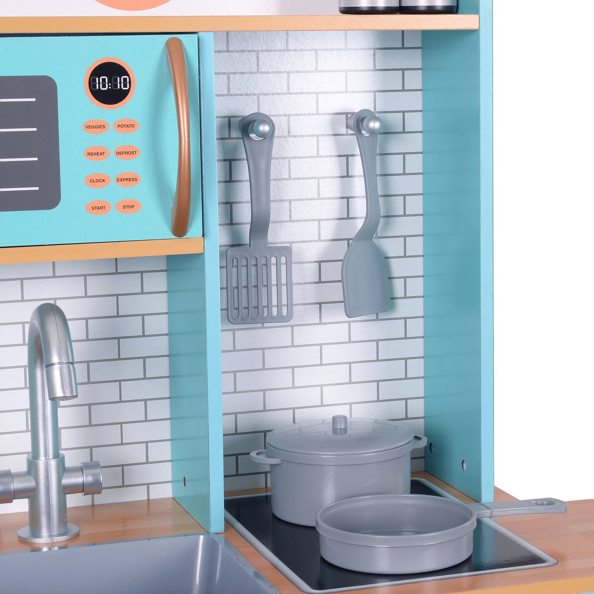 Cuisine Enfant Bois LITTLE CHEF bleu-blanc, TEAMSON KIDS