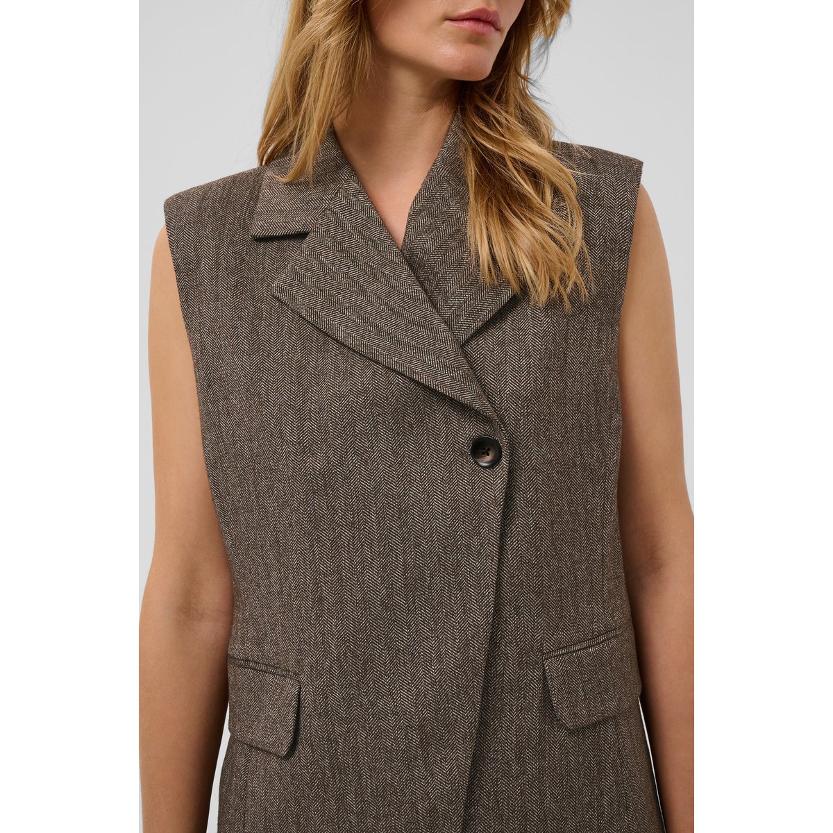 Manteau marron ganache herringbone, SOAKED IN LUXURY