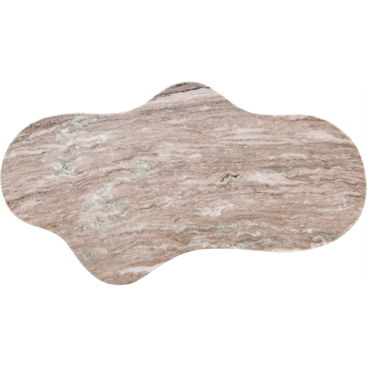Table basse organique en aluminium et laiton laiton antique et marbre beige, RECOLLECTION