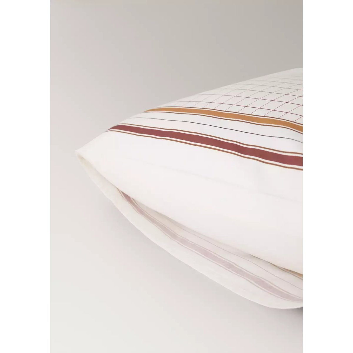 Taie d'oreiller 100 % percale de coton à carreaux 60 x 60 cm cognac, MANGO HOME