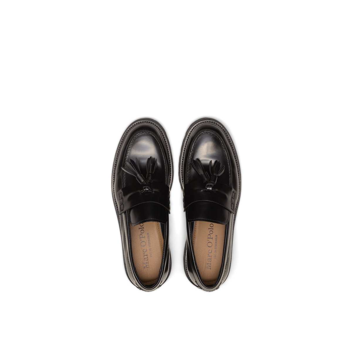 Mocassins modèle Phil en cuir de veau de première qualité noir, MARC O'POLO