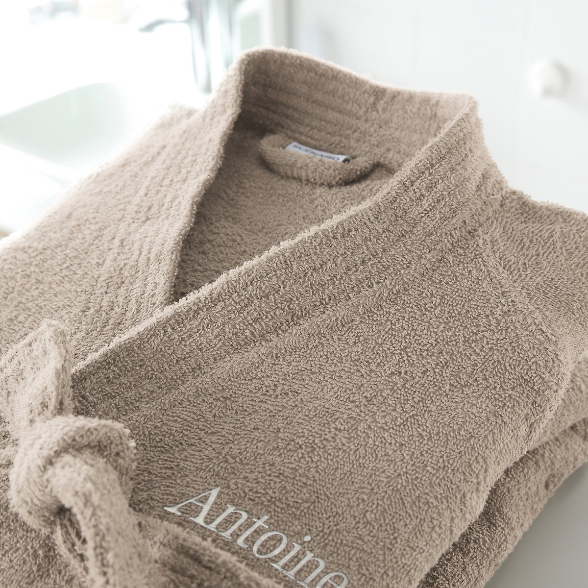 Peignoir kimono personnalisé 350 g/m2, Scénario beige ficelle, LA REDOUTE INTERIEURS