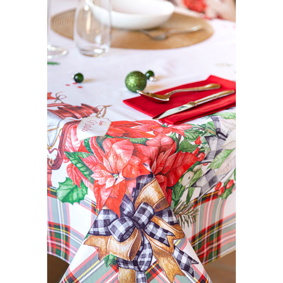 Nappe de NOËL RIBBON blanc/vert, NAF NAF HOME