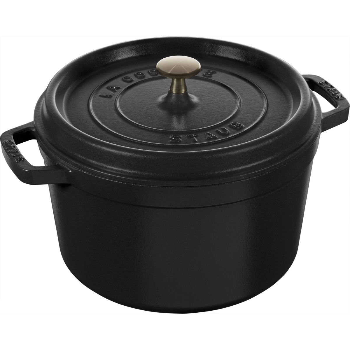 Cocotte 24 cm haute noir mat couleur unique, STAUB