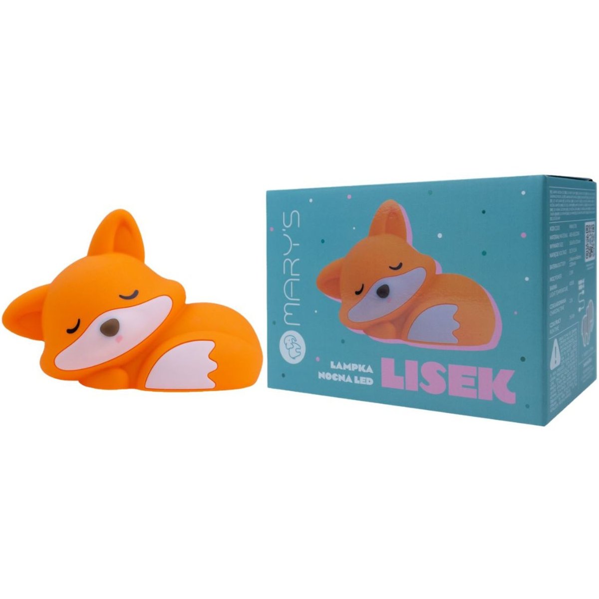 Veilleuse rechargeable Fox orange, blanc, noir, MARY'S