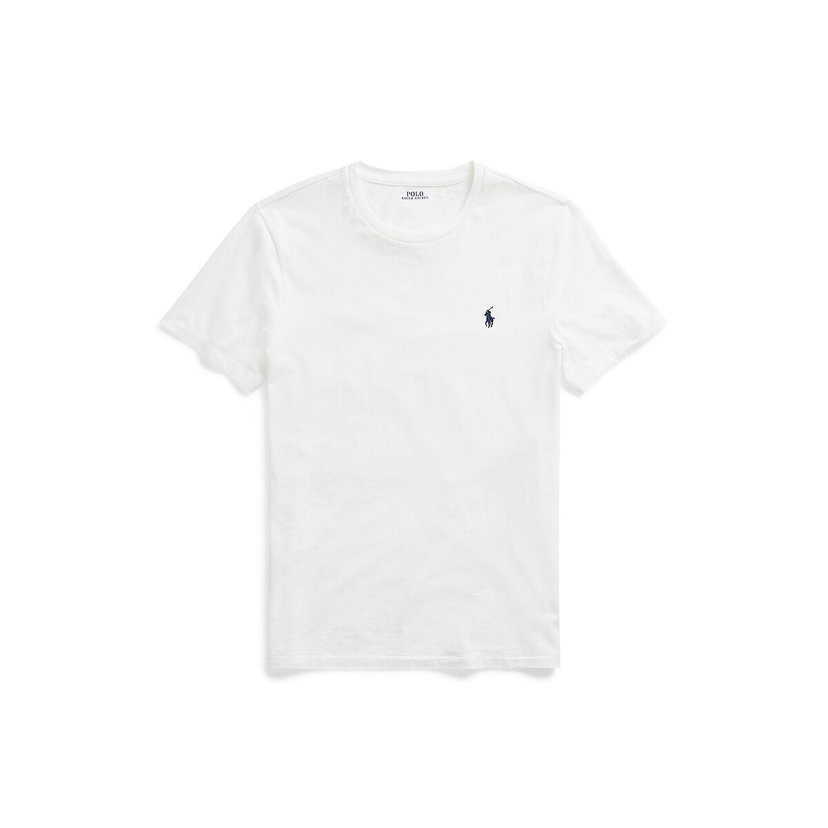 T-shirt de gola redonda de ajuste fino em jersey branco, POLO RALPH LAUREN