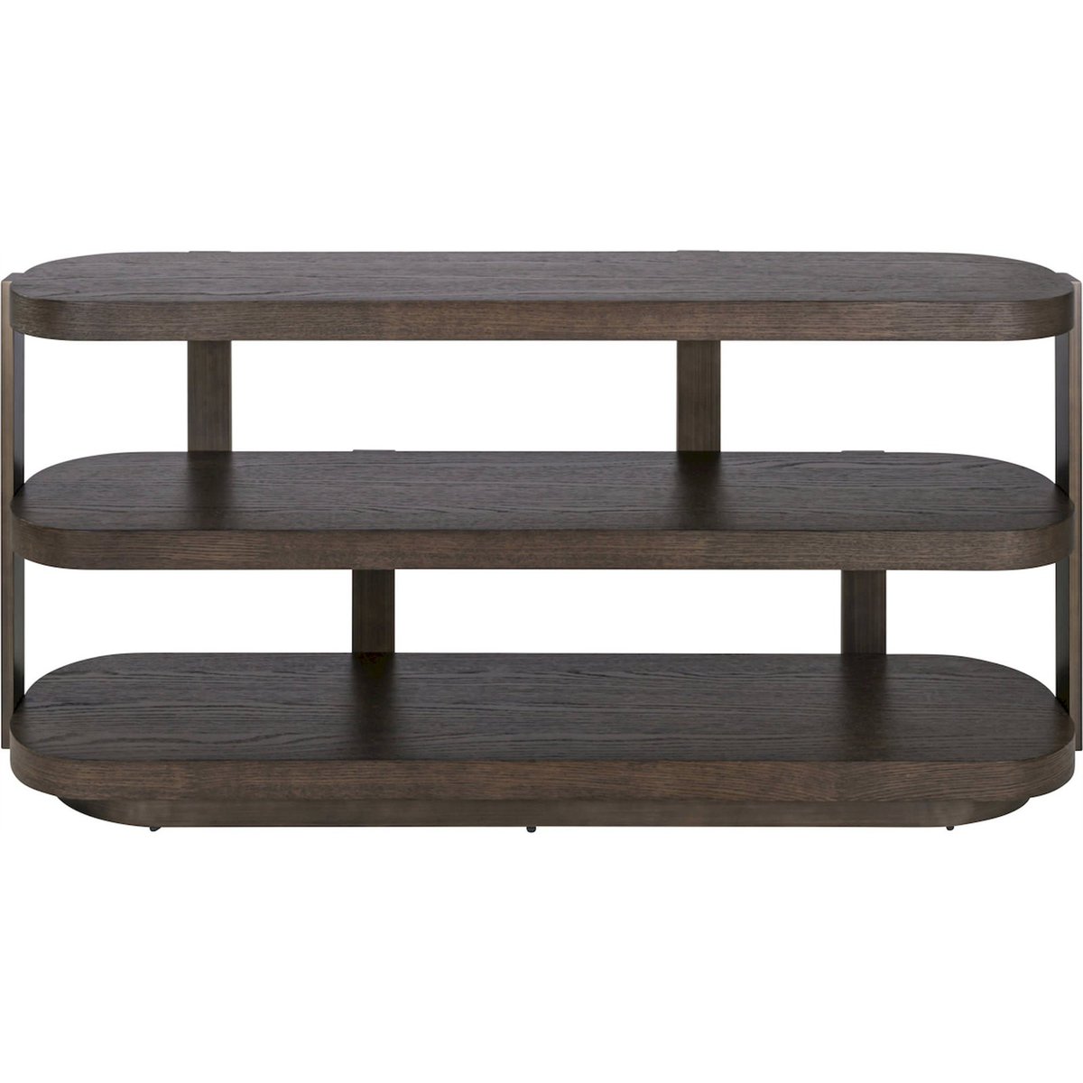 Console arrondie en bois collection ELLINGTON brun foncé finition bronze, RECOLLECTION