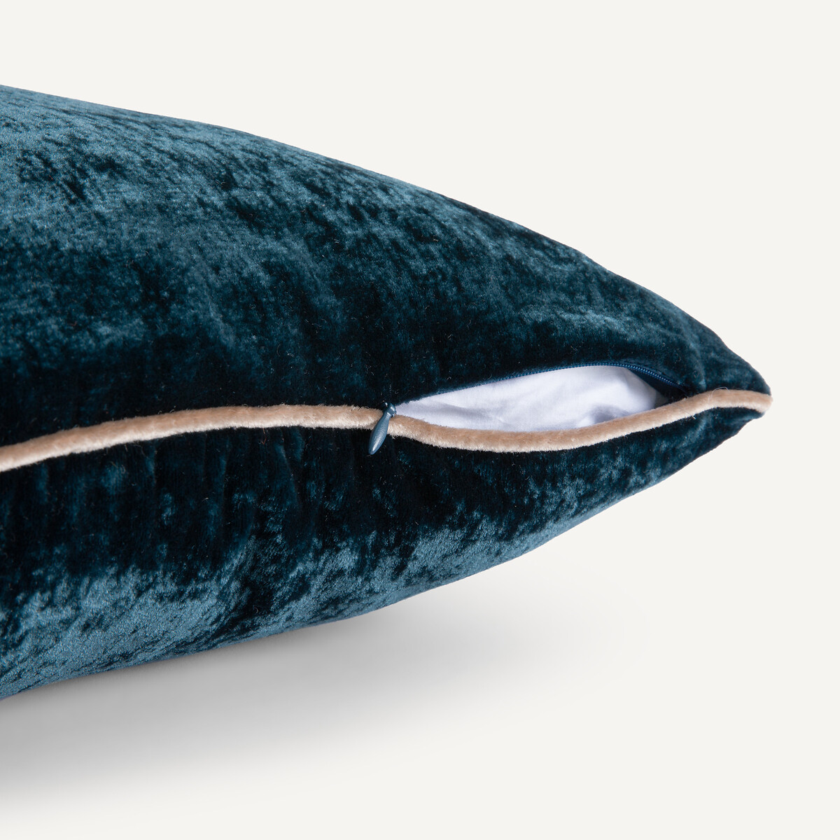 Coussin en panne de velours, Vezina bleu minéral, AM.PM