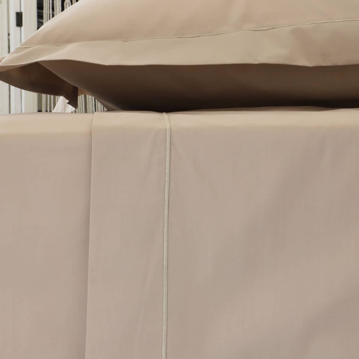 Drap housse uni coton percale 200 fils DESIREE gris, LINANDELLE