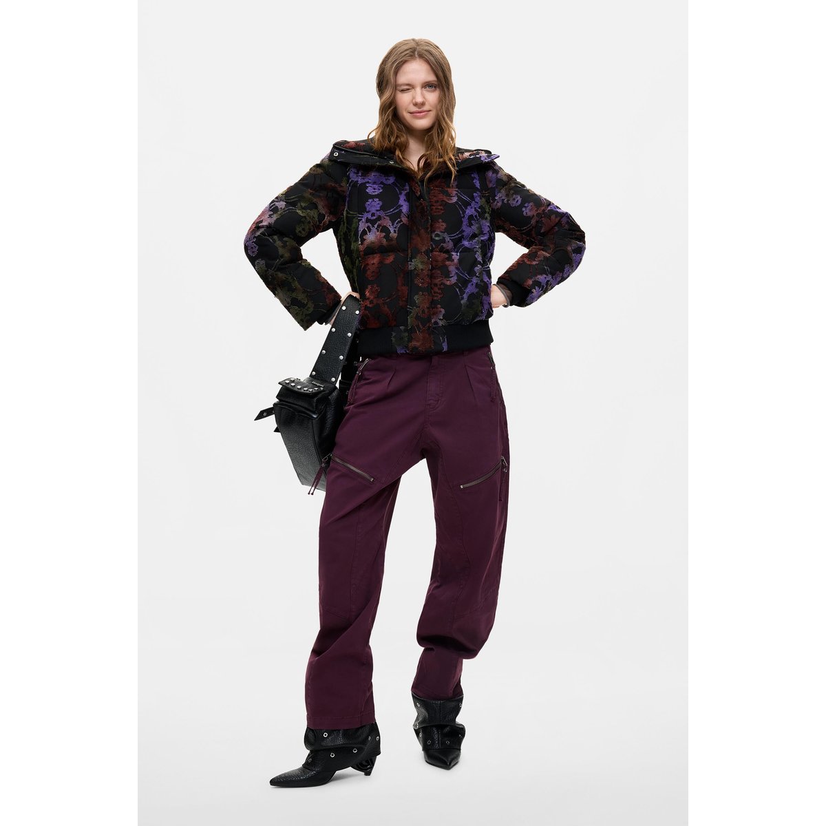 Manteau matelassé court noir, DESIGUAL